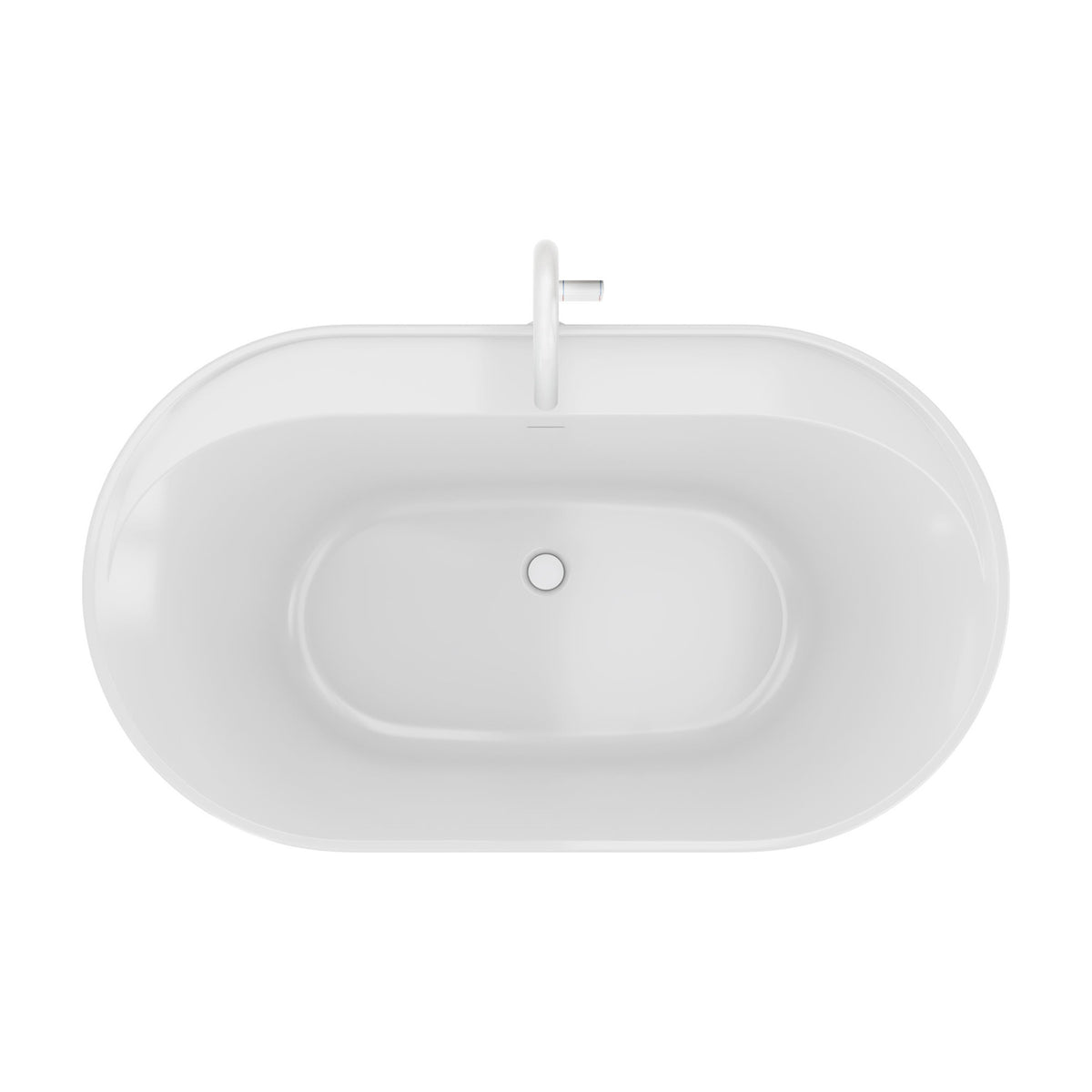 Essence 60 inch freestanding acrylic bathtub in gloss white with White drain