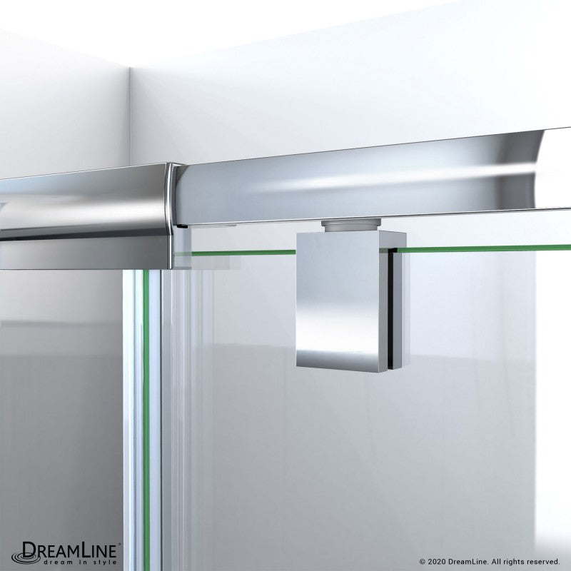 Flex Semi-Frameless Pivot Shower Door Kit with Subway Style Wall and White Shower Base Pan and Center Drain