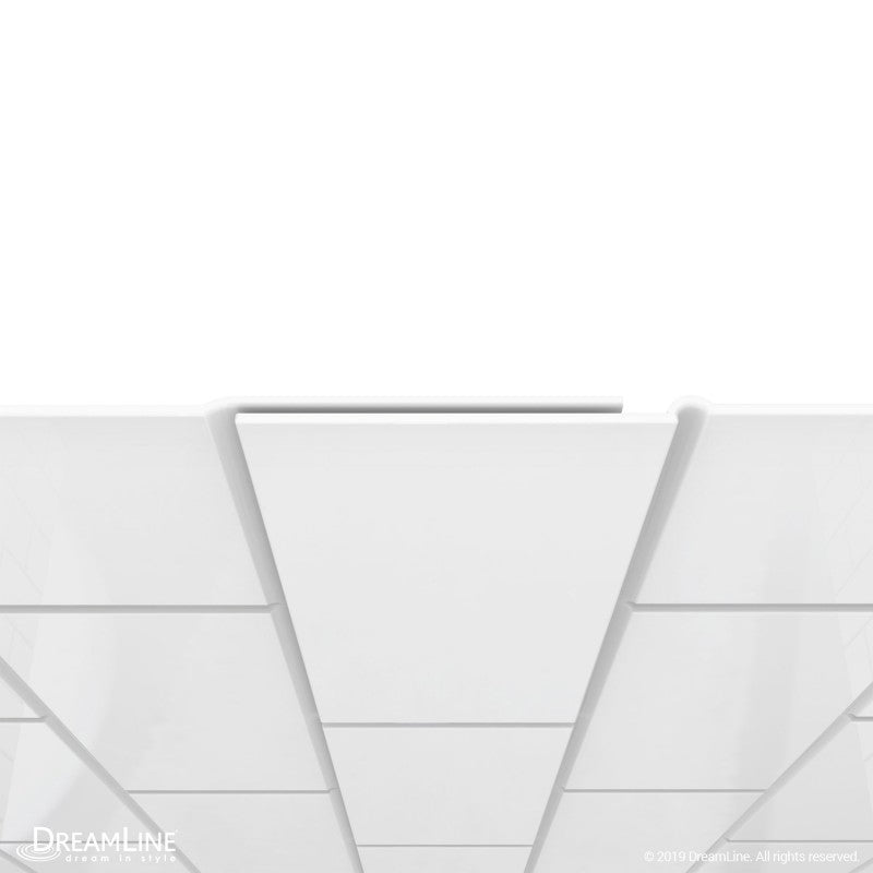Flex Semi-Frameless Pivot Shower Door Kit with Subway Style Wall and White Shower Base Pan and Right Drain