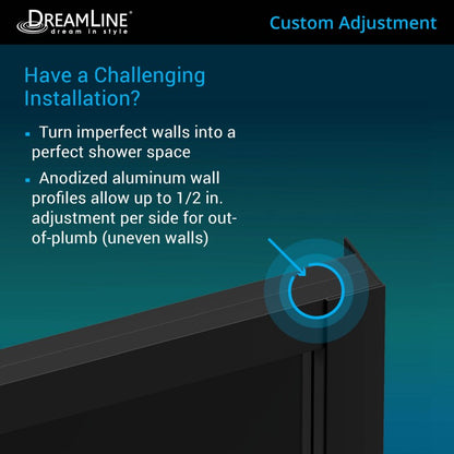 French Corner Enclosure Center Sliding Shower Door Kit with White Shower Base Pan