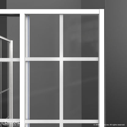 French Corner Enclosure Center Sliding Shower Door Kit with White Shower Base Pan