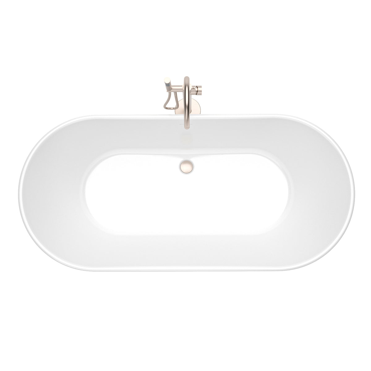 Top view of the Infinity-Z freestanding bathtub showing the center drain