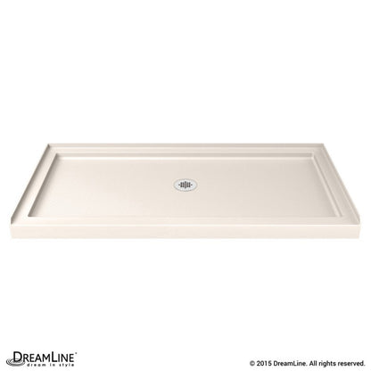 Infinity-Z Semi-Frameless Single Sliding Shower Door Kit with Biscuit Shower Base Pan and Center Drain