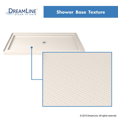 Infinity-Z Semi-Frameless Single Sliding Shower Door Kit with Biscuit Shower Base Pan and Center Drain
