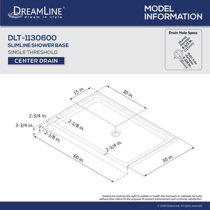 Infinity-Z Semi-Frameless Single Sliding Shower Door Kit with Biscuit Shower Base Pan and Center Drain