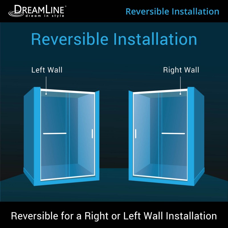 Infinity-Z Semi-Frameless Single Sliding Shower Door Kit with Biscuit Shower Base Pan and Left Drain