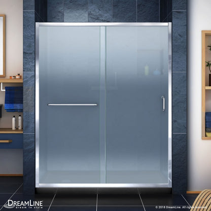 Infinity-Z Semi-Frameless Single Sliding Shower Door Kit with Black Shower Base Pan and Left Drain
