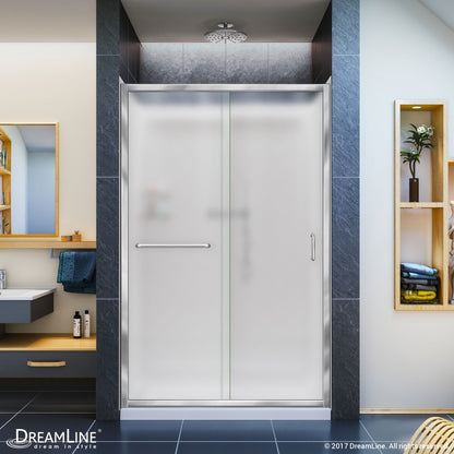 Infinity-Z Semi-Frameless Single Sliding Shower Door Kit with Diamond Style Wall and White Shower Base Pan and Center Drain