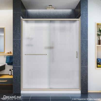 Infinity-Z Semi-Frameless Single Sliding Shower Door Kit with Diamond Style Wall and White Shower Base Pan and Left Drain
