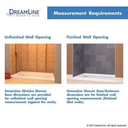 Infinity-Z Semi-Frameless Single Sliding Shower Door Kit with Subway Style Wall and White Shower Base Pan and Right Drain