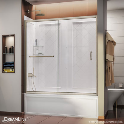 Infinity-Z Semi-Frameless Single Sliding Tub Door Kit with Diamond Style Wall