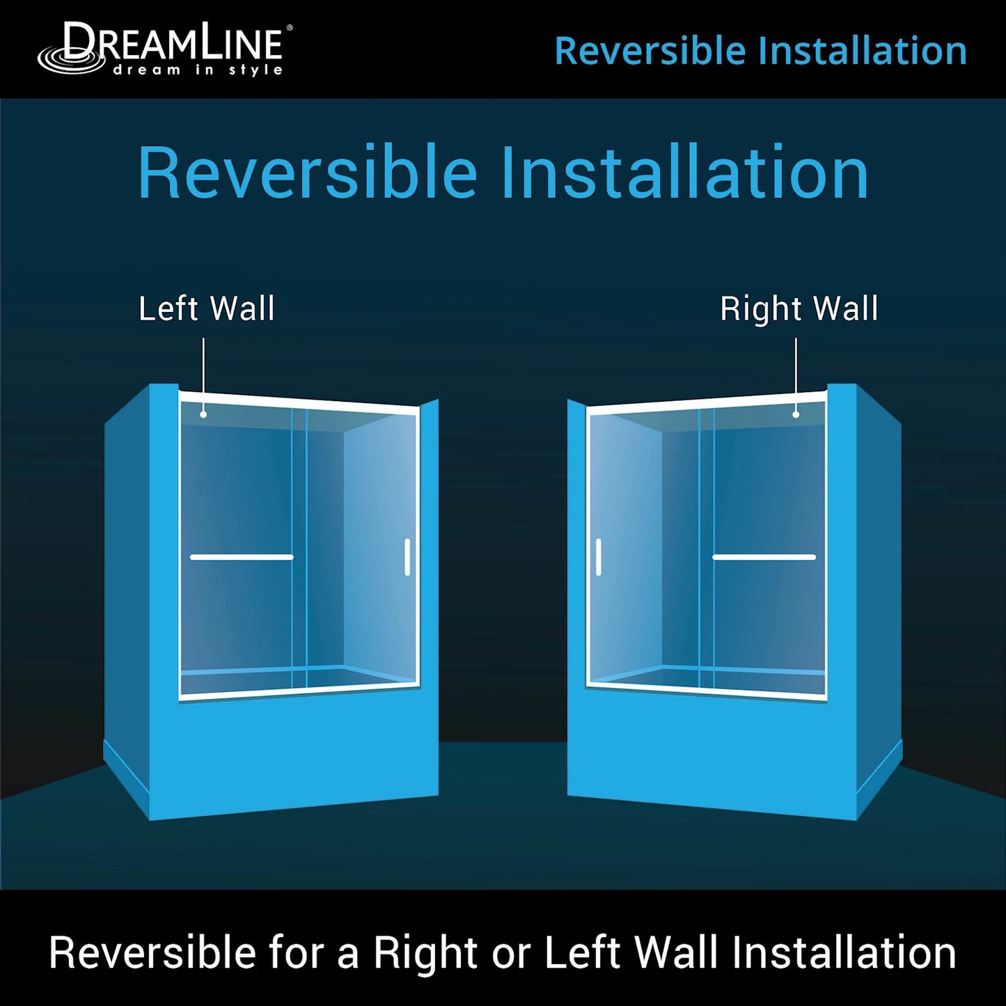 Infinity-Z Semi-Frameless Single Sliding Tub Door Kit with Diamond Style Wall