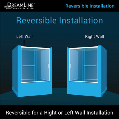 Infinity-Z Semi-Frameless Single Sliding Tub Door Kit with Diamond Style Wall