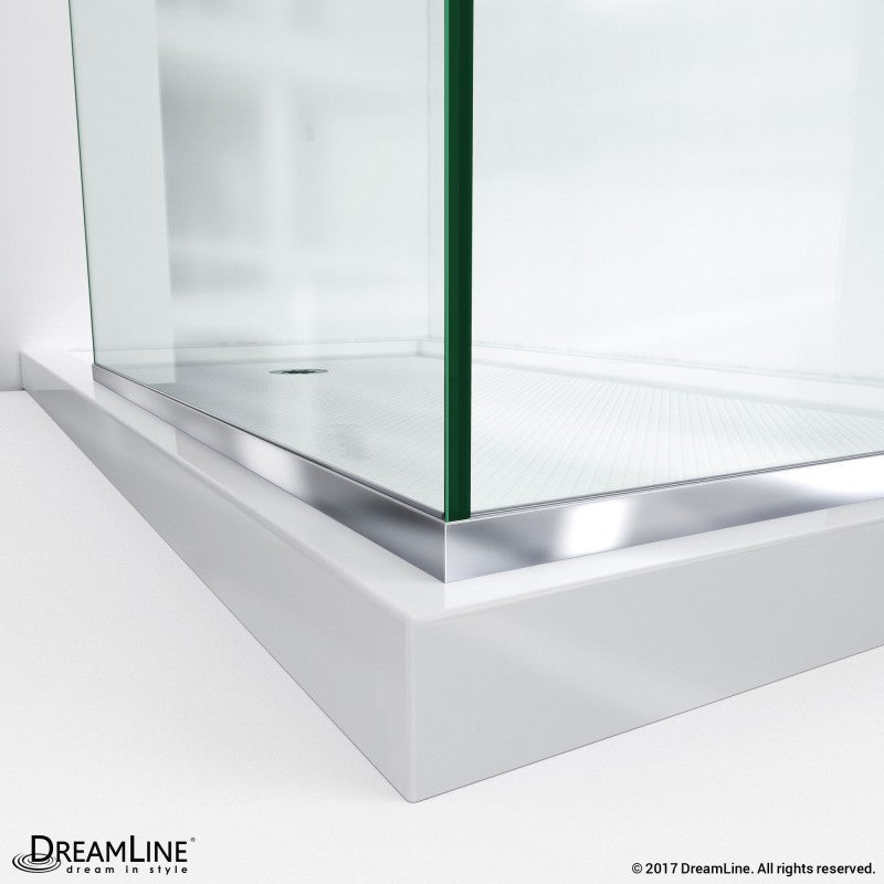 Linea Frameless Stationary Shower Panel Corner Enclosure for Open Entry Design