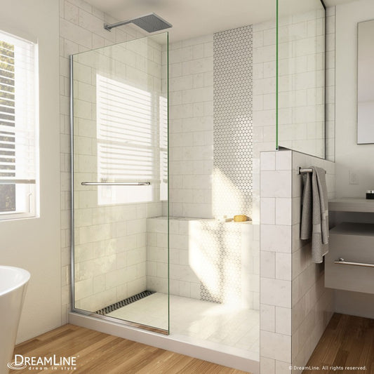 Linea Frameless Stationary Shower Panel with Towel Bar
