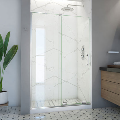 Mirage-X frameless sliding shower door in polished chrome, 44 to 48 inch size, left wall installation