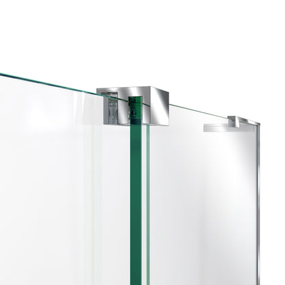 Mirage-X sliding door bypass bracket detail in polished chrome