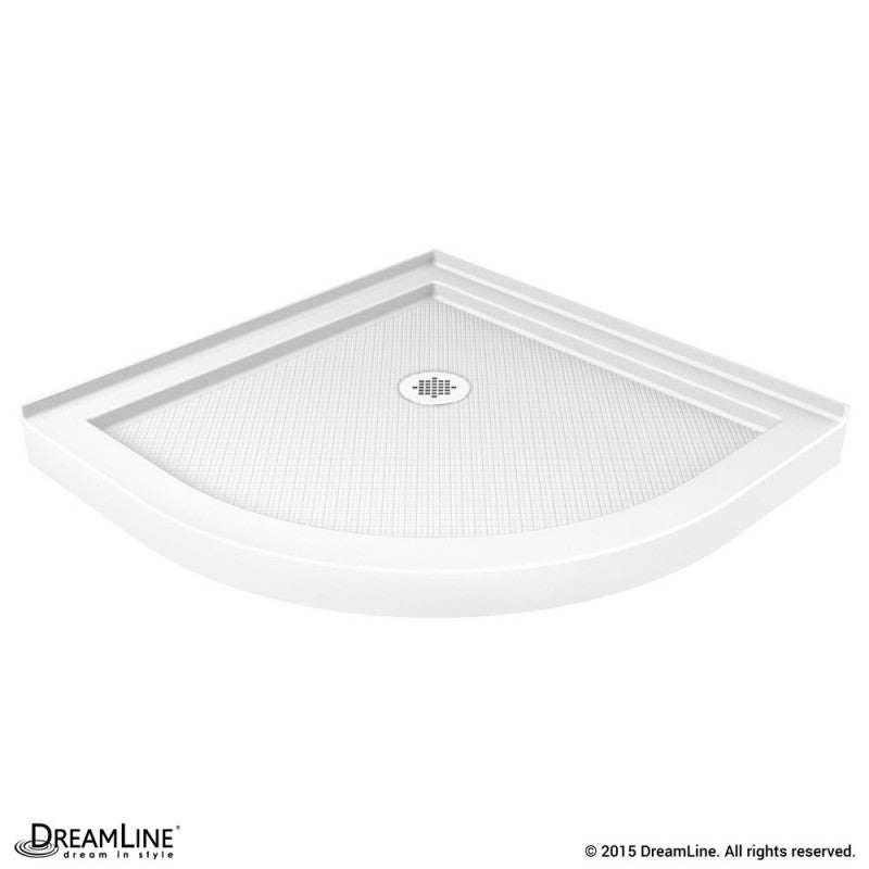 Prime Semi-Frameless Corner Enclosure Center Sliding Shower Door Kit with Diamond Style Wall and White Shower Base Pan and Corner Drain