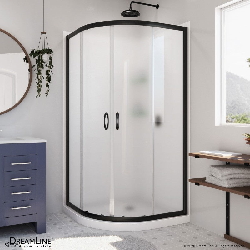 Prime Semi-Frameless Corner Enclosure Center Sliding Shower Door Kit with Diamond Style Wall and White Shower Base Pan and Corner Drain