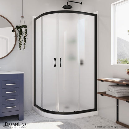 Prime Semi-Frameless Corner Enclosure Center Sliding Shower Door Kit with Diamond Style Wall and White Shower Base Pan and Corner Drain