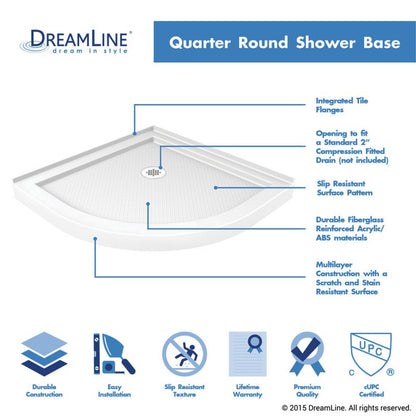 Prime Semi-Frameless Corner Enclosure Center Sliding Shower Door Kit with Diamond Style Wall and White Shower Base Pan and Corner Drain