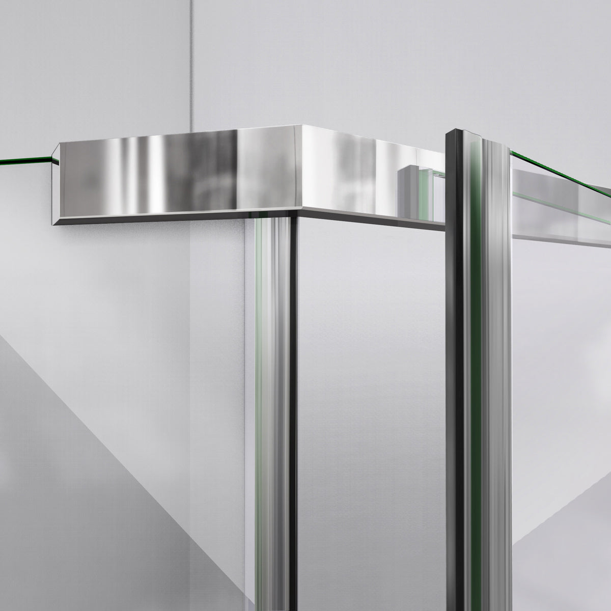 Prism top track and magnetic latch detail with the door open