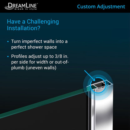 Prism Frameless Neo-Angle Pivot Shower Door for Corner Enclosure Kit with White Shower Base Pan and Corner Drain