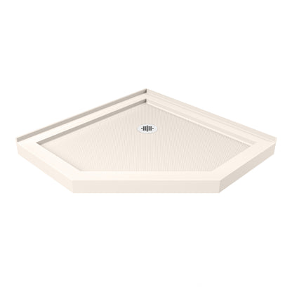 Biscuit neo-angle shower base pan with corner drain for the Prism Lux kit