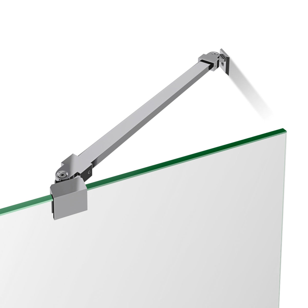 Prism Lux glass support arm detail in Polished Chrome