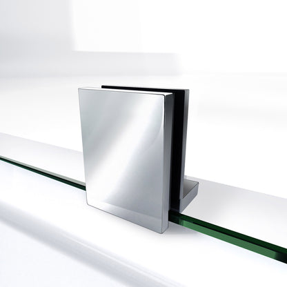 Prism Lux glass to floor bracket detail in Polished Chrome