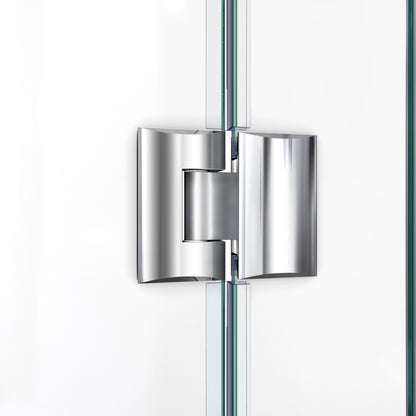 Prism Lux glass to glass door hinge detail in Polished Chrome