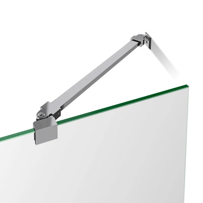 Prism Lux Frameless Neo-Angle Hinged Shower Door for Corner Enclosure Kit with Black Shower Base Pan and Corner Drain