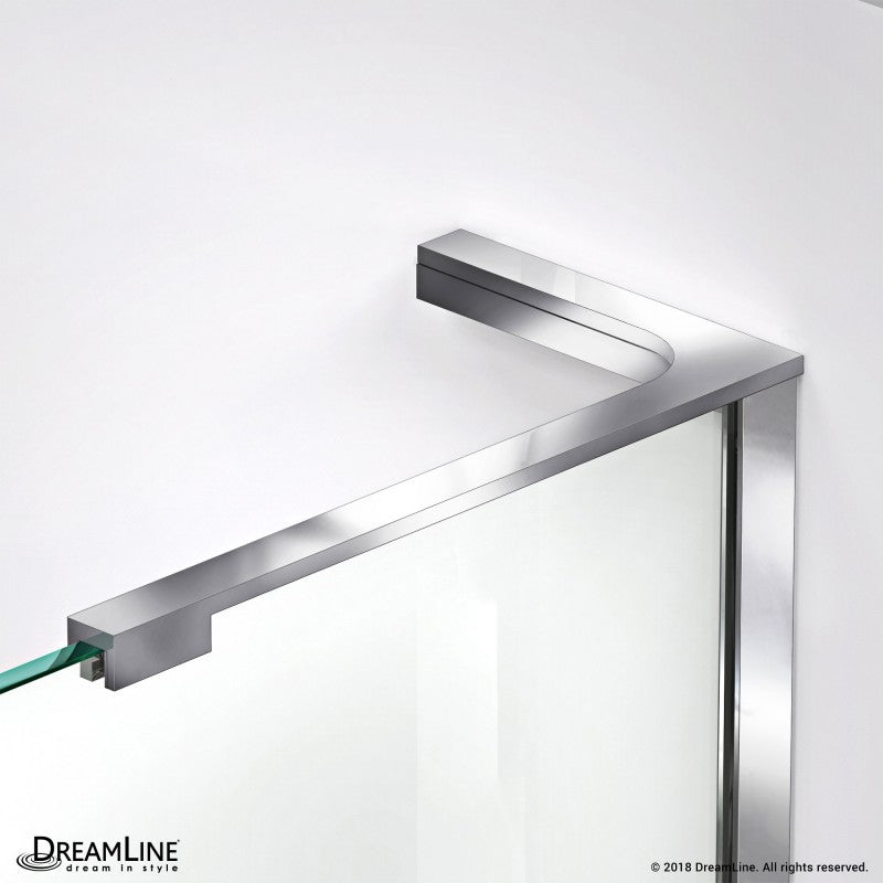 Prism Plus Frameless Neo-Angle Hinged Shower Door for Corner Enclosure Kit with Biscuit Shower Base Pan and Corner Drain