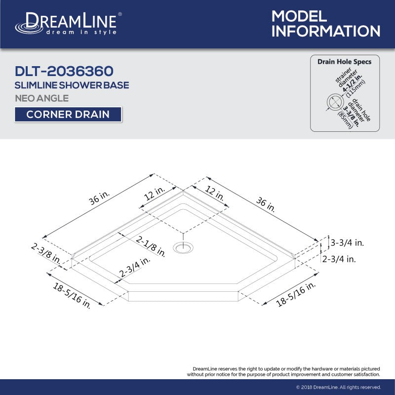 Prism Plus Frameless Neo-Angle Hinged Shower Door for Corner Enclosure Kit with Biscuit Shower Base Pan and Corner Drain