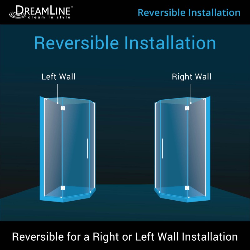 Prism Plus Frameless Neo-Angle Hinged Shower Door for Corner Enclosure