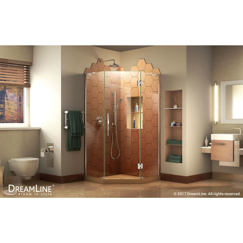 Prism Plus Frameless Neo-Angle Hinged Shower Door for Corner Enclosure