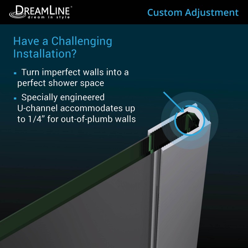 Prism Plus Frameless Neo-Angle Hinged Shower Door for Corner Enclosure
