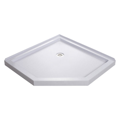 White acrylic low profile shower base pan with corner drain