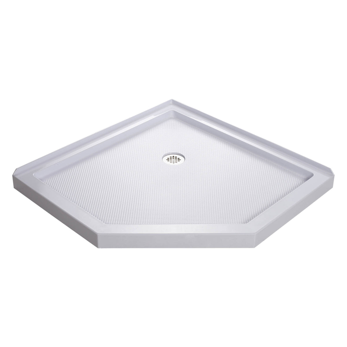 White acrylic low profile shower base pan with corner drain
