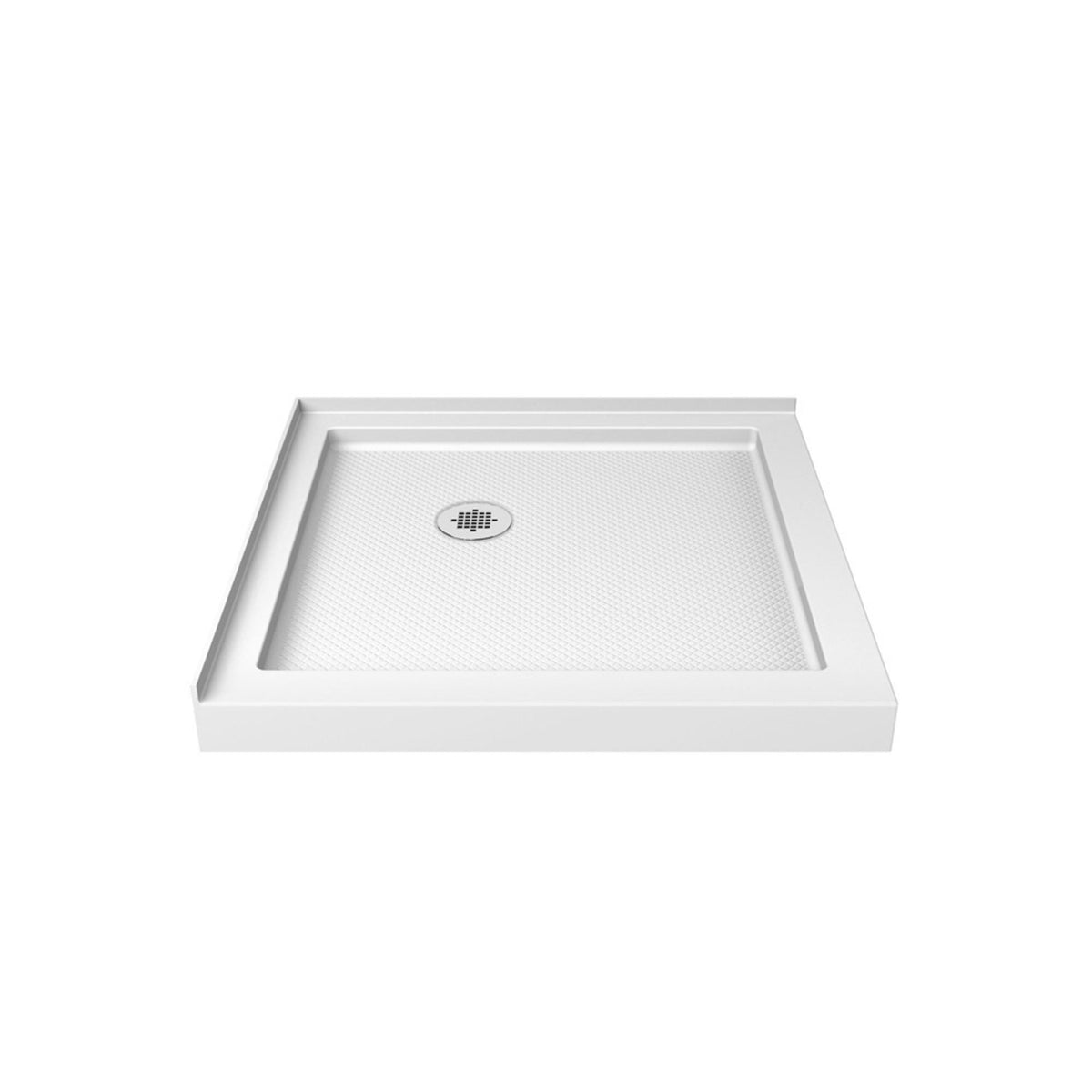 White acrylic low profile shower base pan with corner drain