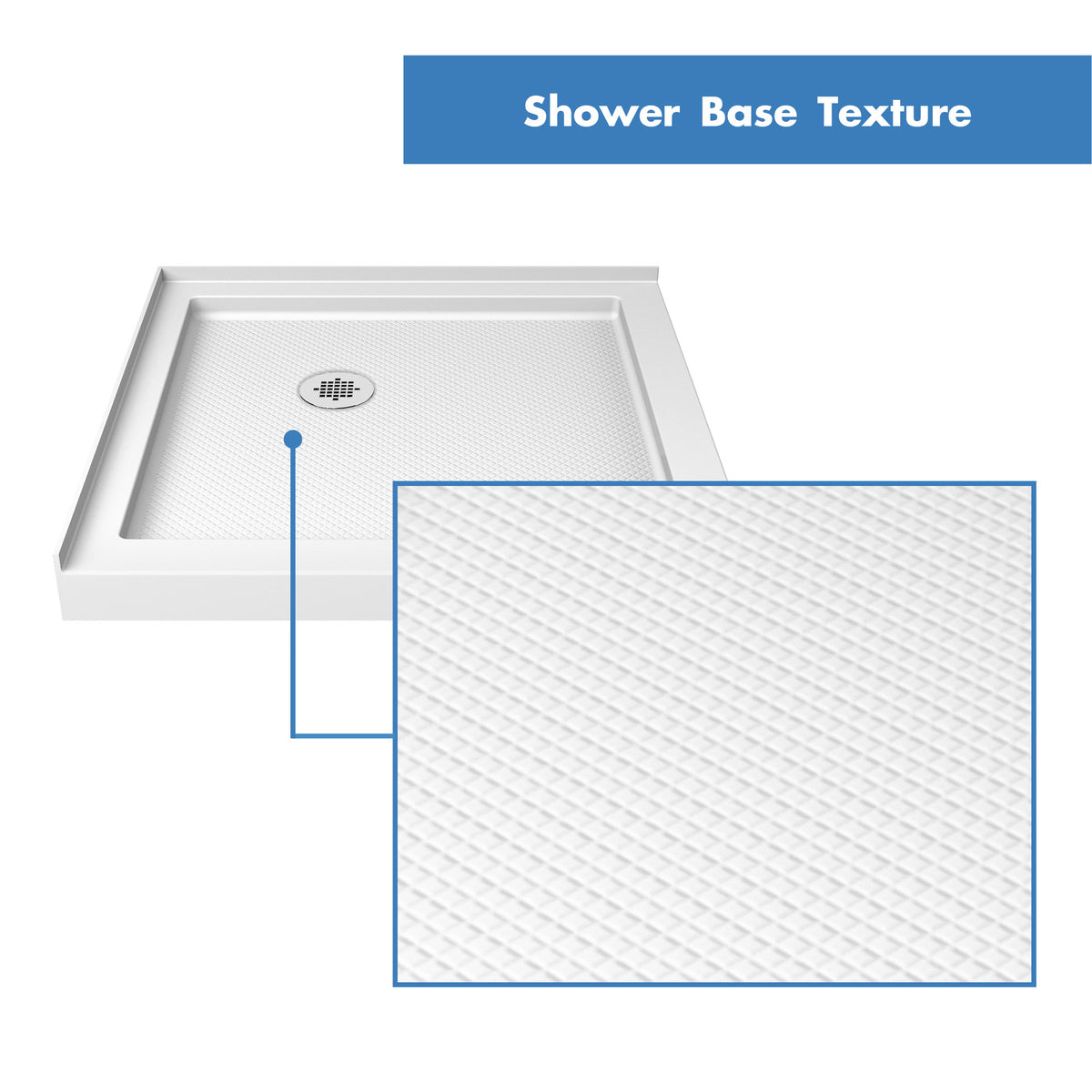 QWALL-4 acrylic corner shower wall kit shower base pan slip resistant floor texture
