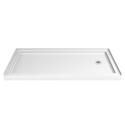 White acrylic low profile shower base pan with right drain