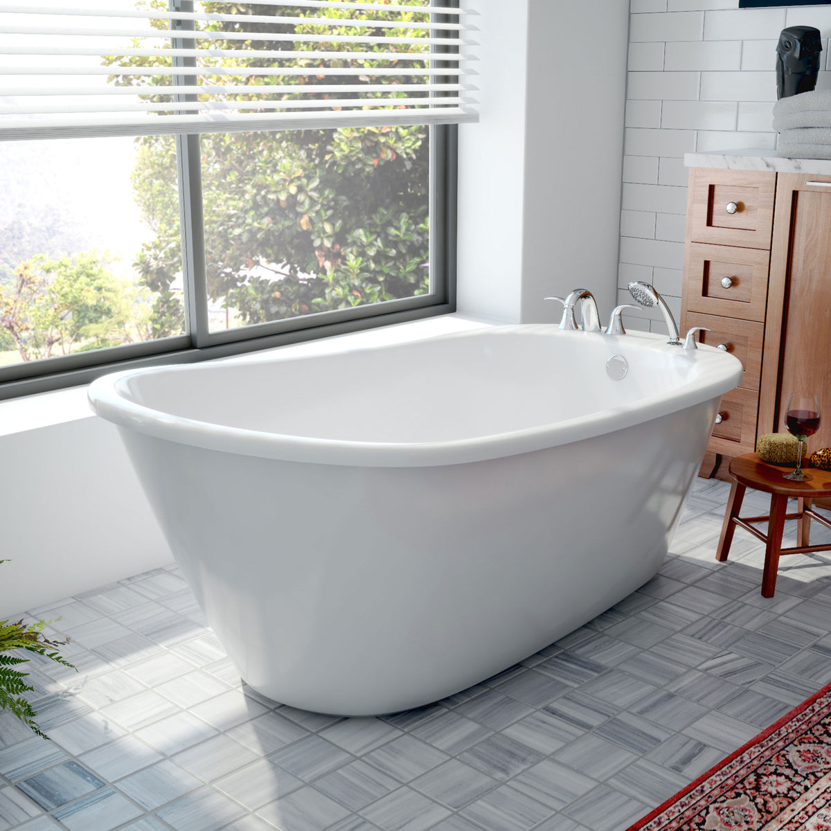 Seneca 60 inch white acrylic freestanding bathtub