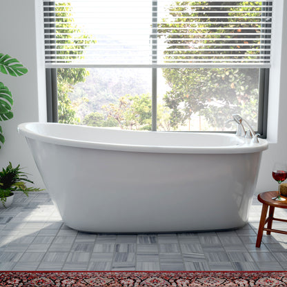 Side view of the Seneca 60 inch freestanding bathtub