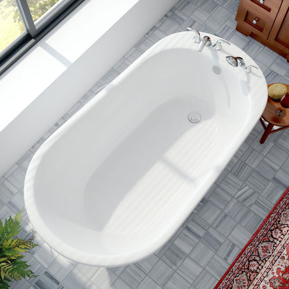 Top view of the Seneca freestanding bathtub showing the bathing well and end drain
