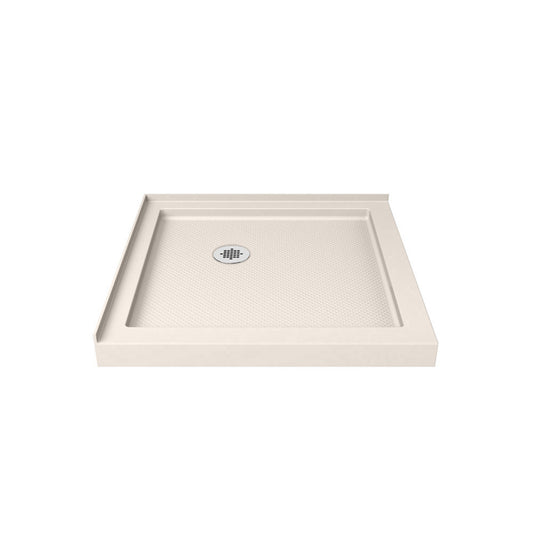 SlimLine Double Threshold Corner Acrylic Shower Base Pan in Biscuit