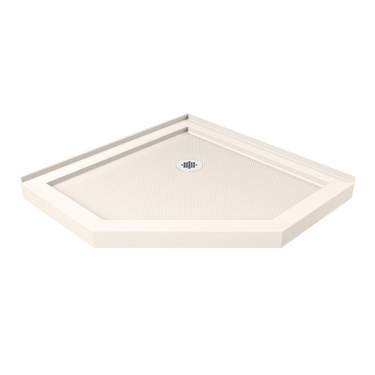 SlimLine Neo-Angle Corner Acrylic Shower Base Pan in Biscuit
