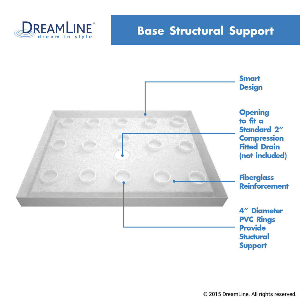SlimLine single threshold acrylic shower base pan underside view showing the structural support