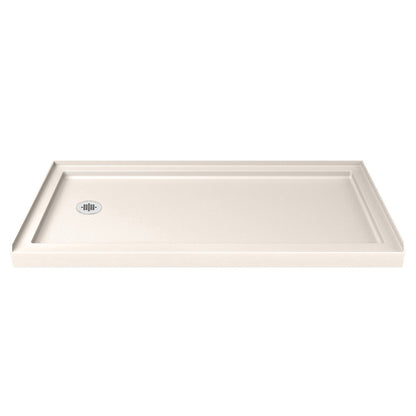 SlimLine single threshold acrylic shower base pan in Biscuit with left drain