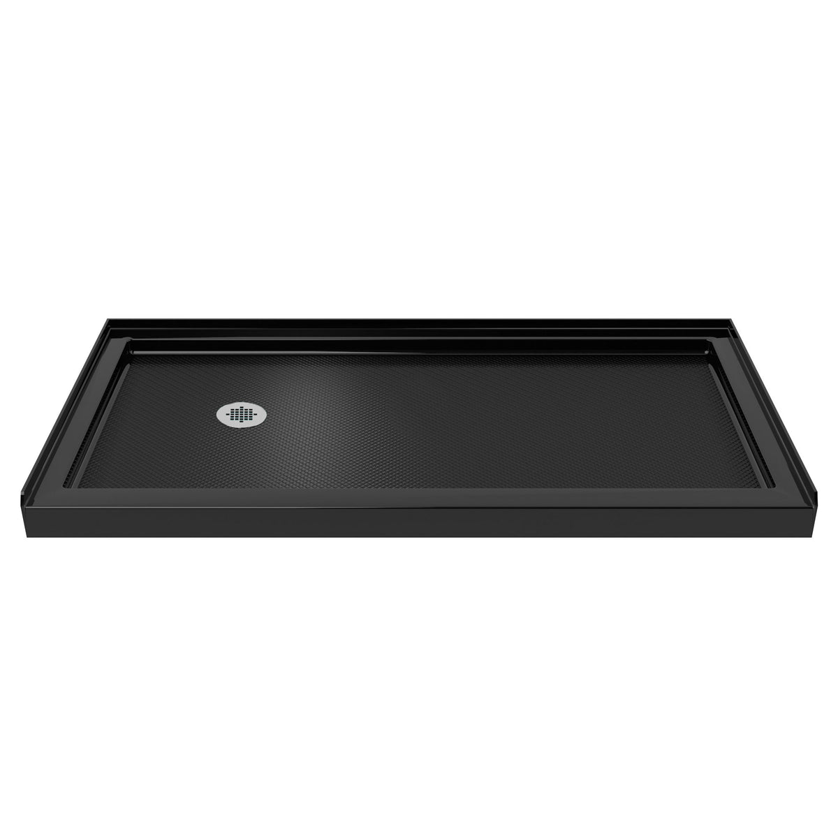 SlimLine single threshold acrylic shower base pan in Black with left drain